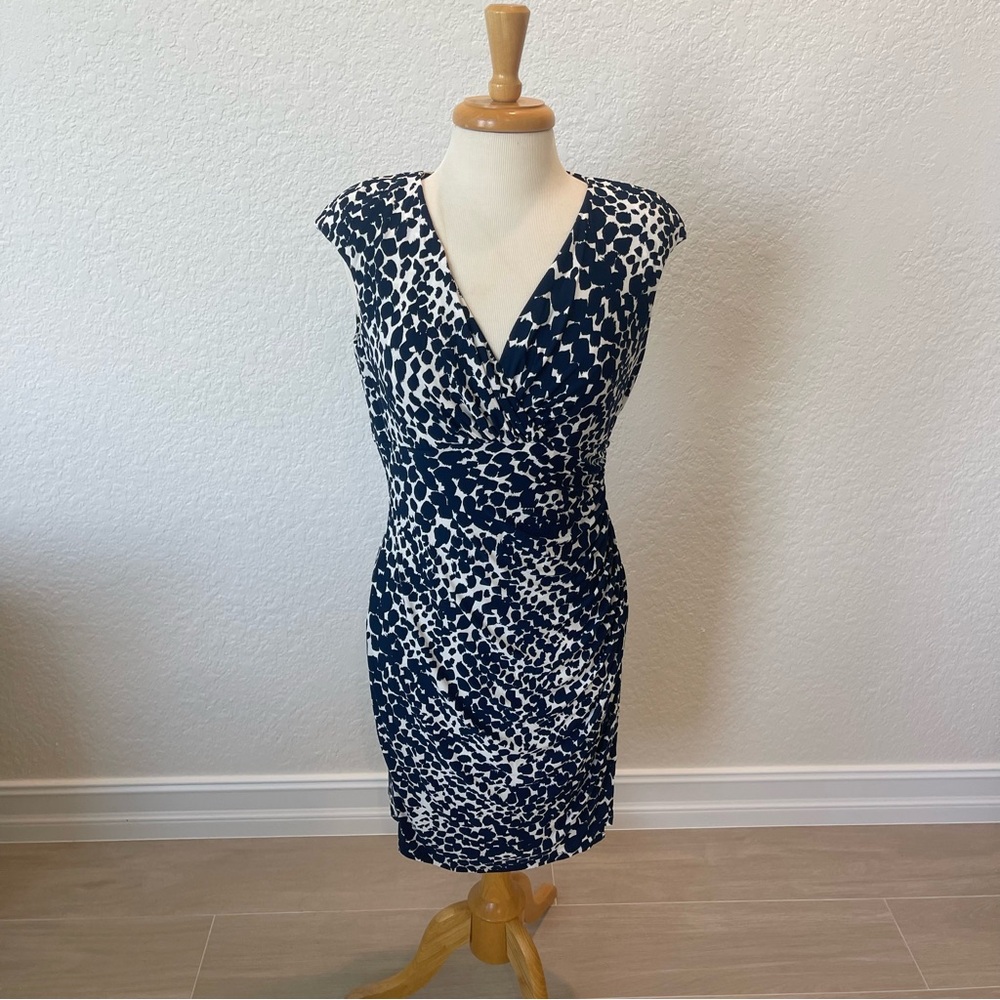Ralph Lauren Navy and White Midi Dress